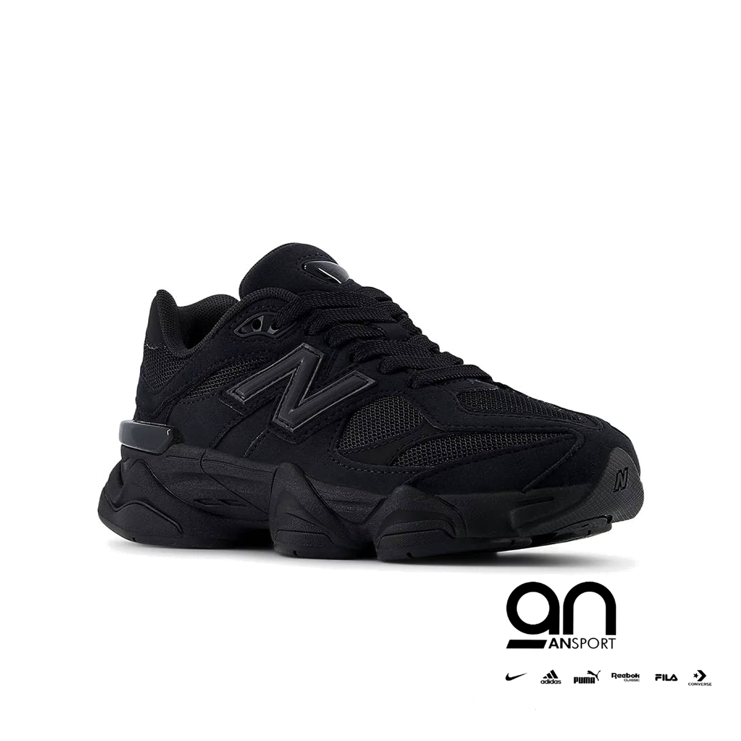 New Balance 9060 Big Kid 'Triple Black Suede'
