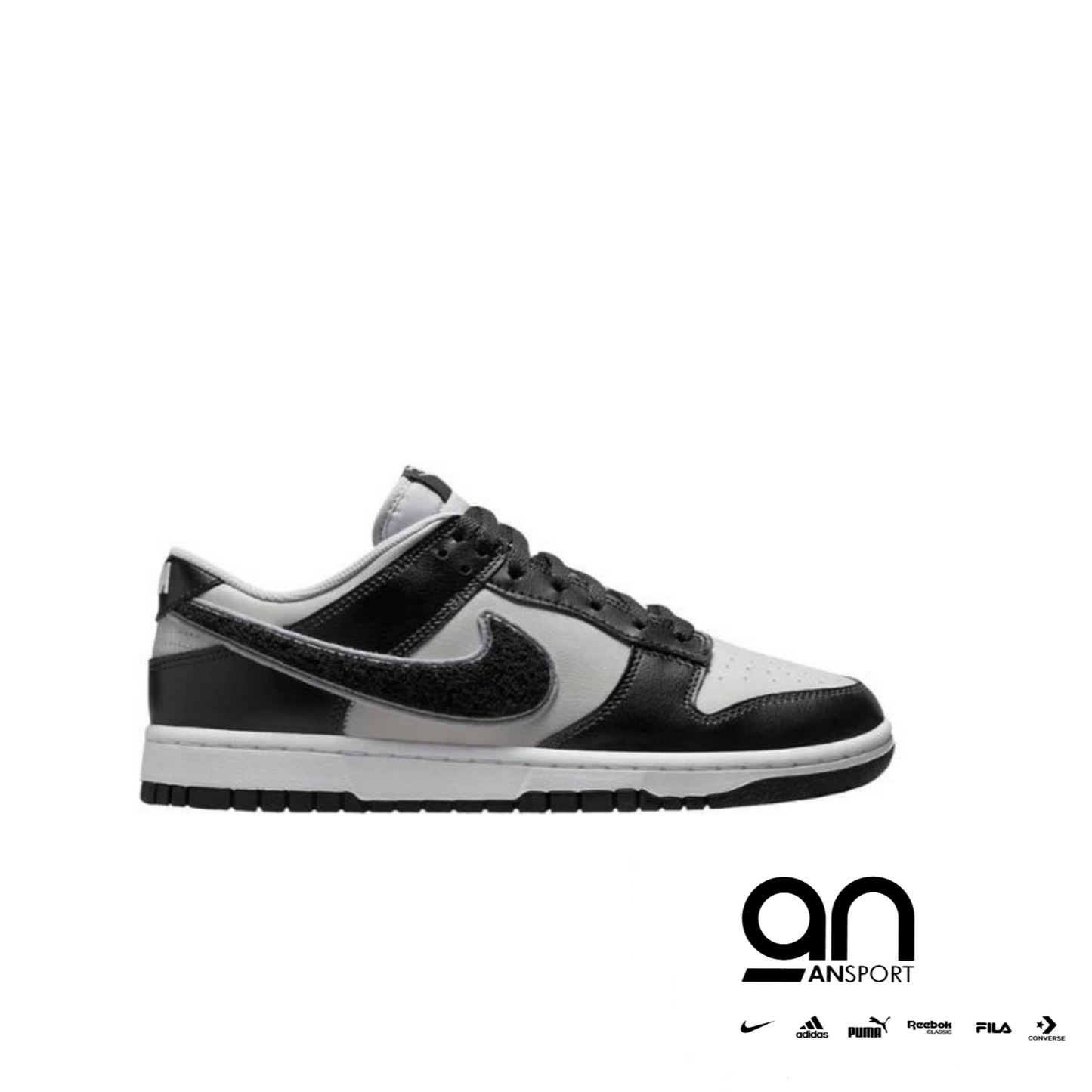 Nike Dunk Low Chenille Swoosh Black Grey