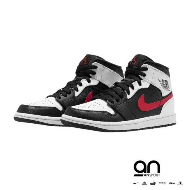 Air Jordan 1 Mid Black Chile Red White