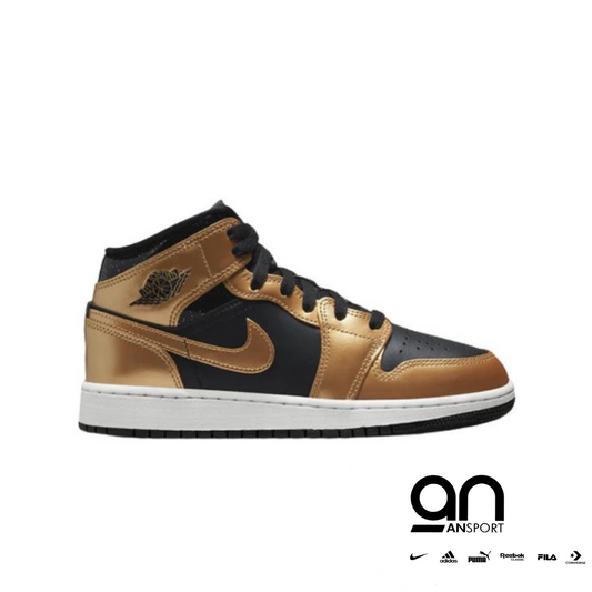 Air Jordan 1 Mid GS Black Metallic Gold